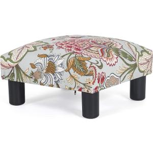 Joveco Small Foot Rest Stool Ottoman, 15" Fabric Square Footstool Upholstered Footrest for Chair, Under Desk, Office, Living Room, Boho Floral