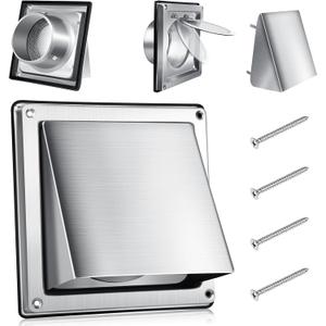 4 Inch Metal Dryer Vent Cover External Extractor Wall Vent Cushioned Stainless Steel Outdoor Dryer Vent Cover Outside Airflow Vent Replacement Hood