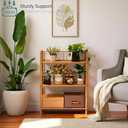 GOGOGO Expandable Bamboo Bookshelf - No Assembly & Modular, Bamboo 3-Tier Shelf & Ladder Shelf, Eco-Friendly Small Bookcase for Home Office- Useful Home & Housewarming Gift(1, Square-3Tiers)