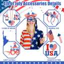 36 Pcs 4th of July Accessories Patriotic Red White Blue Party Favors Felt Headband Eyeglasses Beaded Necklaces Independence Day Costume Accessories for Memorial Day Parades Party Decoration