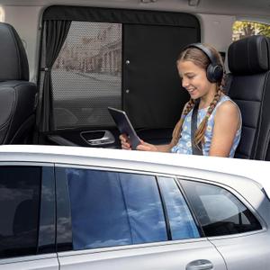 Nmoiss 2026 Exclusive Dual-Layer Car Side Window Sunshade [100% Sun Protection & Privacy, Protecting Skin & Eyes], Convertible Blackout & Mesh Shade for Baby