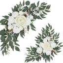 Wedding Arch Flowers Set of 2, Artificial Flowers for Decoration for Wedding Ceremony Backdrop, Wedding Floral Arrangement for Arch, Wedding Welcome Signs, Reception Decor (White)