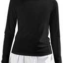 JOCMIC Girls Long Sleeve Shirts Athletic Shirt with Thumbholes Kids Crew Neck Basic Tee Tops for Sports Gym Yoga (13-14 Years, Black)