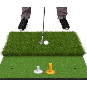 SAPLIZE Foldable Heavy-Duty Golf Hitting Mat, Practice Mat with 10mm EVA Rubber Backing, Larger Size for Indoor/Outdoor Swing and Chipping Practice, Anti-Deformation (Extra Large Dual-Turf)