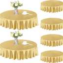 Homiest 6 Pack 60 Inch / 5ft Round Tablecloth Satin Table Cover, Gold Table Cloth Overlay for Wedding Reception Graduation Banquet