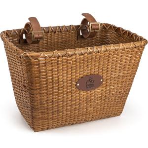 Bike Basket, Handmade Rattan Bicycle Baskets, Front Bike Baskets for Womenâ€™, Retro Style Bike Baskets for Adult Bikes (Brown)