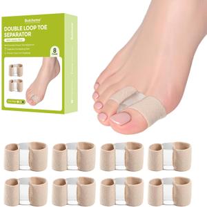 Bukihome Toe Separators for Overlapping Toes, Gel Bunion Corrector and Fabric Toe Spacers Straightener for Women & Men, Bunion Relief, 8 Pack