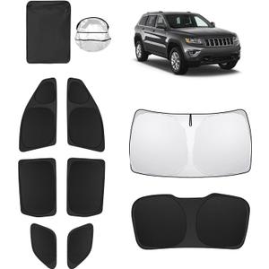 8pcs Car Window Shades for Jeep Grand Cherokee 2011-2021(NOT Grand Cherokee L) Accessories,Windshield Side Rear Full Sunshade,Sun Visor UV Blocking, Privacy Protection for Camping Outdoor