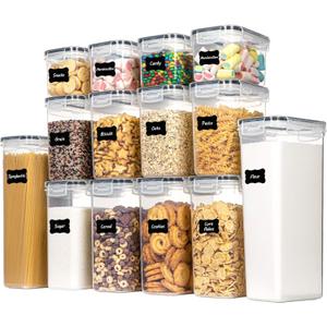CHEFSTORY Airtight Food Storage Containers Set, 14 PCS Kitchen Storage Containers with Lids for Flour, Sugar and Cereal, Plastic Dry Food Canisters for Pantry Organization and Storage