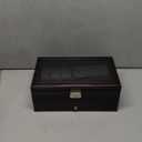 Jewelry Box for Men, 6 Slot Watch Box Jewelry Organizer With Drawer, Watch Case for Men with Large Window, 2-Layer Watch Holder, Sunglasses Storage Organizer, Velvet Lining, PU Leather, Gift Idea (Black)