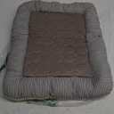 Cooling Dog Bed, Pet Mat with Quilted Design, Cooling Bed for Cats, Striped Border (Coffee, Small)