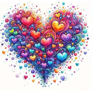 JFYHAB 5D Heart Diamond Painting Kits for Adults, Heart Diamond Art Kits for Adults Beginner, DIY Full Drill Diamond Dot Gem Painting for Home Wall Decor 12x12inch