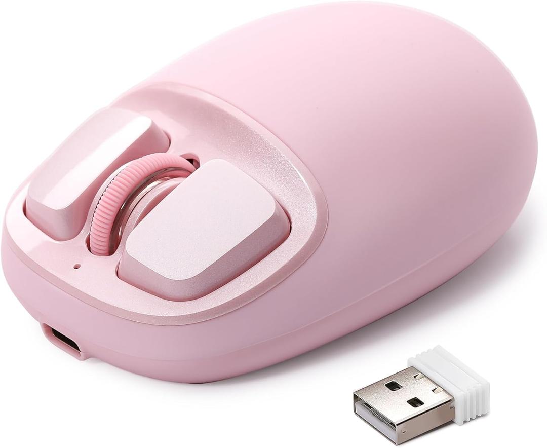 YUNZll C1 Silicone Wireless Mouse, Tri-Mode 2.4G/USB-C/Bluetooth Mouse, 4800 DPl Optical Tracking, 6 Adjustment Levels,Customize Mice for Laptop, Computer, iPad, MacBook (Pink)