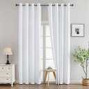 Simplebrand Pure White Curtains for Bedroom Living Room 96 Inches Long 2 Panels Set, Light Filtering Thermal Insulated Curtains & Drapes, Solid Grommet Noise Reducing Window Treatment, W50 x L96 Inch
