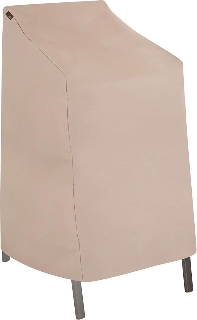 Modern Leisure Chalet Stackable/High Back Bar Chair Cover - Weather-Resistant Fabric - Outdoor Furniture Protection Perfect for Patio, Deck, and Porch - 27" L x 27" W x 49" H - Beige