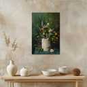 Dark Green Bathroom Wall Art Toilet Paper Roll Poster Vintage Flowers Painting Art Canvas Printing Moody Wildflowers Botanical For Home Room Toilets Wall Decor 8x12inch Framed