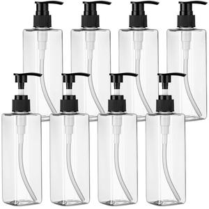 Chunful 4 Pcs Soap Dispensers Plastic Pump Bottles 8.5 oz Refillable Dishwashing Liquid Dispenser with Pump Leakproof Empty Lotion Shampoo Bottles Containers (Clear)