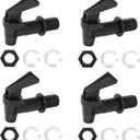 4 PCS Replacement Cooler Faucet Spigot, Leakproof Plastic Tap Set for Beverage Dispensers, Water Coolers & Jug, Black Multi-Use Water Spigot