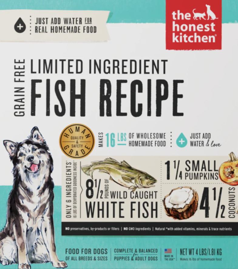 The Honest Kitchen Human Grade Wholemade Limited Ingredient Dehydrated Grain Free Fish Dog Food, 4lb (4 Pound (Pack of 1)), BB Date: 12/08/2026