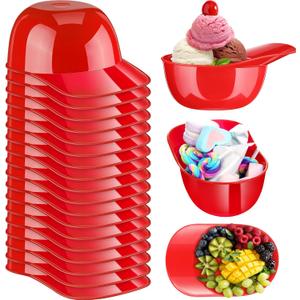 Baderke Baseball Helmet Ice Cream Snack Bowl 8 oz Mini Baseball Cap Bowls Kids Helmet Chip Ice Cream Sundae Plastic Cups for Birthday Party Supplies(Red,18 Pack)