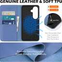 SHIELDON Case Wallet for Galaxy S26 5G 6.3", Genuine Leather Wallet Flip Magnetic RFID Blocking Credit Card Slot Kickstand Shockproof Protective Cover Compatible with Galaxy S26 2026 - Wisteria Purple