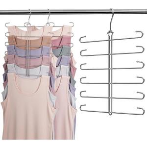 Tank Top Hanger 2 Pack Bra Hangers for Closet Organizer,6 Tiers Metal Space Saving Hanger with 360 Degree Hook,Mult Function Closet Organization for Vest,Tank TOP,Yoga Pants,Scarves