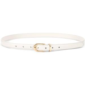 JASGOOD Womens Skinny Leather Belt Ladies Thin Faux Leather Belt with Gold/Silver Buckle for Jeans Dress Pants (Fit waist size 38-42 inch)