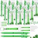 Chiisong 50 Sets St. Patrick's Day Gifts Irish Keychains Good Luck Ballpoint Pens Four-leaf Clover Keychains with Blessing Cards Suitable for Family Gatherings and St. Patrick's Day Party Gifts