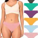 BAMBOO COOL Women's Thongs Seamless Moisture-Wicking Breathable Underwear High Stretchy Mid Waisted Panties Tagless 6 Pack (Large)