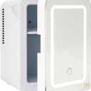 Paris Hilton Mini Refrigerator and Personal Beauty Fridge, Mirrored Door with Dimmable LED Light, Thermoelectric Cooling and Warming Function for All Cosmetics and Skincare Needs, 4-Liter, White