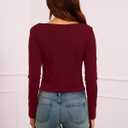 Dwnval Womens Cute Boat Neck Long Sleeve Crop Tops Soft Ribbed Knited Cropped Tees (S)