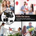 15 Pcs Dad Party Gift Set for Men Birthday Basket Gifts Hip Flasks Bottle Opener Shot Glass Wallet Belt Bracelet Socks Keychain Pen Journal Gift Box for Dad Anniversary Birthday