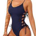 Narecte One Piece Swimsuit Women Bathing Suit Sexy High Cut Women's One-Piece Swimsuits Monokini One Piece Bathing Suit (Blue, M)