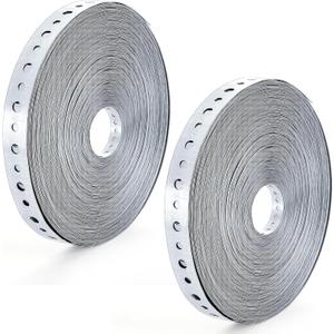 Hedume 2 Pack Galvanized Metal Pipe Strap, 3/4 Inch x 100 Feet 24 Gauge Metal Strapping with Holes, Bendable Plumbers Pipe Hanger Straps for Pipe Supports Hanging