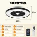 RGB Ceiling Fan with Light, 23.7" Low Profile Ceiling Fan with Light, 6 Wind Speeds and Smart 3 Light Color Flush Mount Fan for Bedroom, Kids Room and Living Room