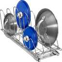 LYNK PROFESSIONAL Pull Out Pot Lid and Cookie Sheet Organizer Rack for Cabinet - Sliding Kitchen Organizers Pans, Pots, Lids, and Tray Storage - 7.25 wide x 21 inch, Chrome