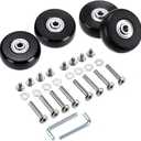 OwnMy 50mm x 18mm Set of 4 Luggage Suitcase Replacement Wheels, Rubber Swivel Caster Wheels Bearings Repair Kits (Black)