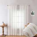 OWENIE Natural Linen Blend Sheer Curtains 72 inches Long 2 Panels Set for Bedroom, Light Filtering Farmhoues Door Curtain for Living Room Drapes, Each 40 W x 72 L