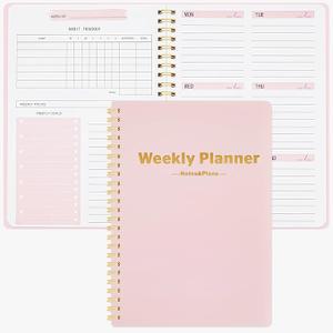 MSTONAL Undated Weekly Planner, 52 Sheets Weekly Goals Notebook, 6.4x8.4 To Do List Planner, Habit Tracker Journal with Spiral Binding for School Or Office Supplies