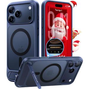TORRAS Strong Magnetic & Seamless Stand for iPhone 17 Pro Max Case, Fit for MagSafe, Military Grade Drop Protection, Invisible Adjustable Kickstand, Camera Control Button, Translucent Matte Deep Blue