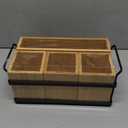 PTSTING Silverware Caddy Wood Utensil Holder Paper Plate Dispenser Silverware Utensil Caddy Cutlery Flatware Organizer Box for Spoons Forks Plates Napkins