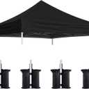 Eurmax USA New 10x10 Pop Up Canopy Replacement Canopy Tent Top Cover, Instant Canopy Top Cover ONLY, Choose 30 Colors,Bonus 4PC Pack Weight Bag (Black)