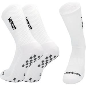 WE FOOT Dual Grip Crew Sports Socks Anti-Slip Socks for Men Women Soccer Football Futsal Basketball Tennis (10-12, White)