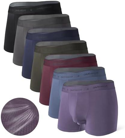 DAVID ARCHY Men's Underwear Ultra Soft Modal Dual Pouch Trunks Ball Pouch Bulge Enhancing Boxer Briefs for Men 3 or 4 Pack, M