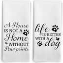 Dog Kitchen Towels Set of 2, Dog Dad Mom Lovers Gifts for Owners Women Men Dish Tea Towels for Kitchen Decor, Pet Lover Gifts Hand Towels for Bathroom Decor, 16x24 Inch (Home)
