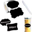 Starboling Chalkboard Labels,300 Pcs 2.4x1.6inch Irregular Labels Chalk Stickers with White Chalk Marker, Reusable Waterproof Blackboard Stickers, for Jars, Bottles, Storage Bins