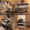 4-in-1 Baby Bassinets Bedside Sleeper, Bedside Bassinet with Wheels, 6-Height Adjustable Bassinet with Soft Mattress, Mosquito Net, Soothing Toy for Newborns & Infants(Black), Crib