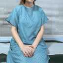 3 Pack - Blue Hospital Gown with Back Tie / Hospital Patient Gown with Ties - Fits Small - XL