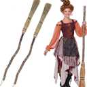 2 Pcs 52 Inch Halloween Handmade Witch Style Natural Corn Broom