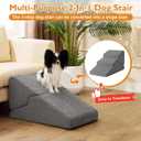 Dog Stairs for Small Dogs 16 H, 3-Step Dog Steps for Bed, Foldable Pet Stairs and Ramp for Dogs and Cats to Get on Beds, Couch, Non-Slip Balanced Pet Steps with Waterproof Cover, Grey